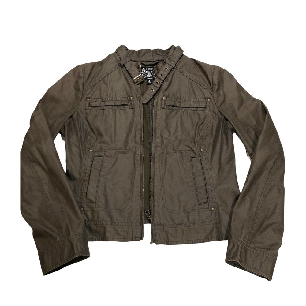 Blanc Noir Moto Jacket Size Large Khaki